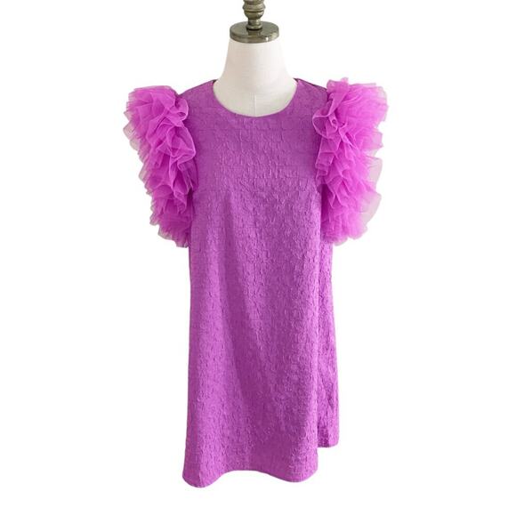 NWT Entro Orchid Ruffle Obsessed Dress Women's Size Small Shift Dress - Picture 1 of 6